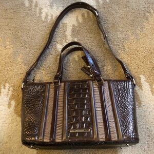 Brahmin Mini Asher Handbag In Brown Patina Dorati Excellent Condition!